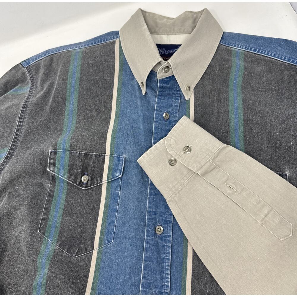 VTG‎ Wrangler Brushpopper X-Long Tails Mens 17.5x36 Tan Black Striped Cowboy 90s